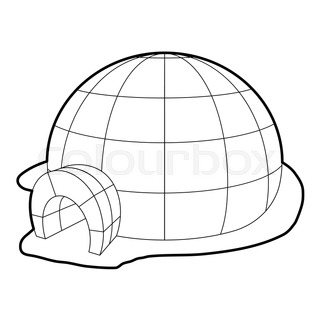 320x320 Black Outline Vector Igloo On White Background. Stock Vector