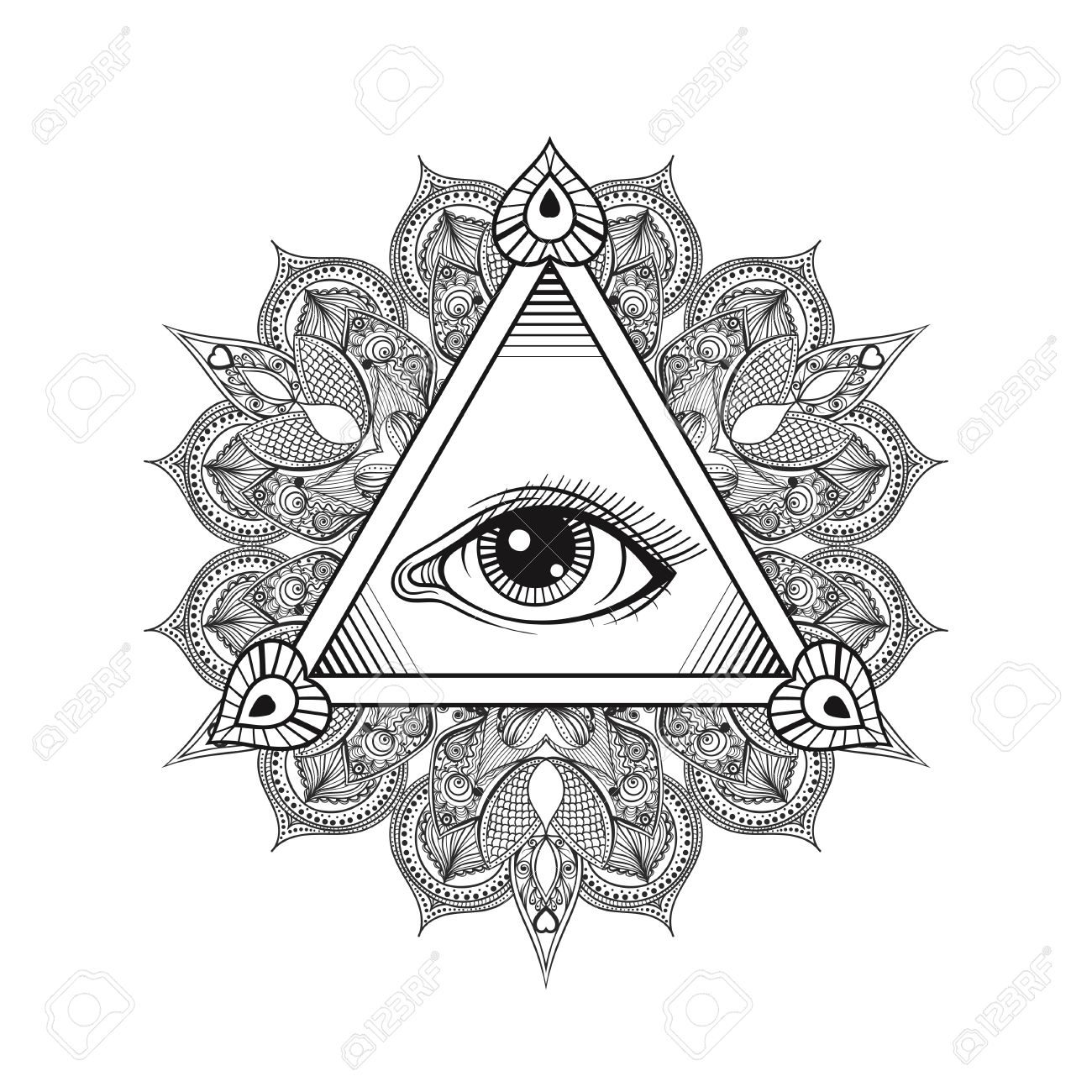 1300x1300 Vector All Seeing Eye Pyramid Symbol. Tattoo Design. Vintage