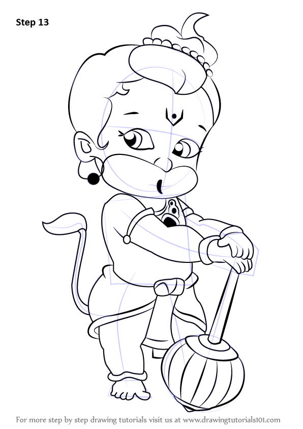 596x842 Learn How To Draw Baby Hanuman (Hinduism) Step By Step Drawing