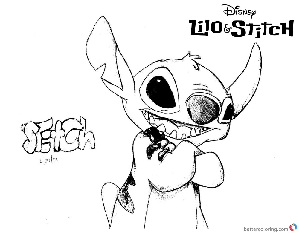 1000x780 Lilo And Stitch Coloring Pages Black And White Drawing