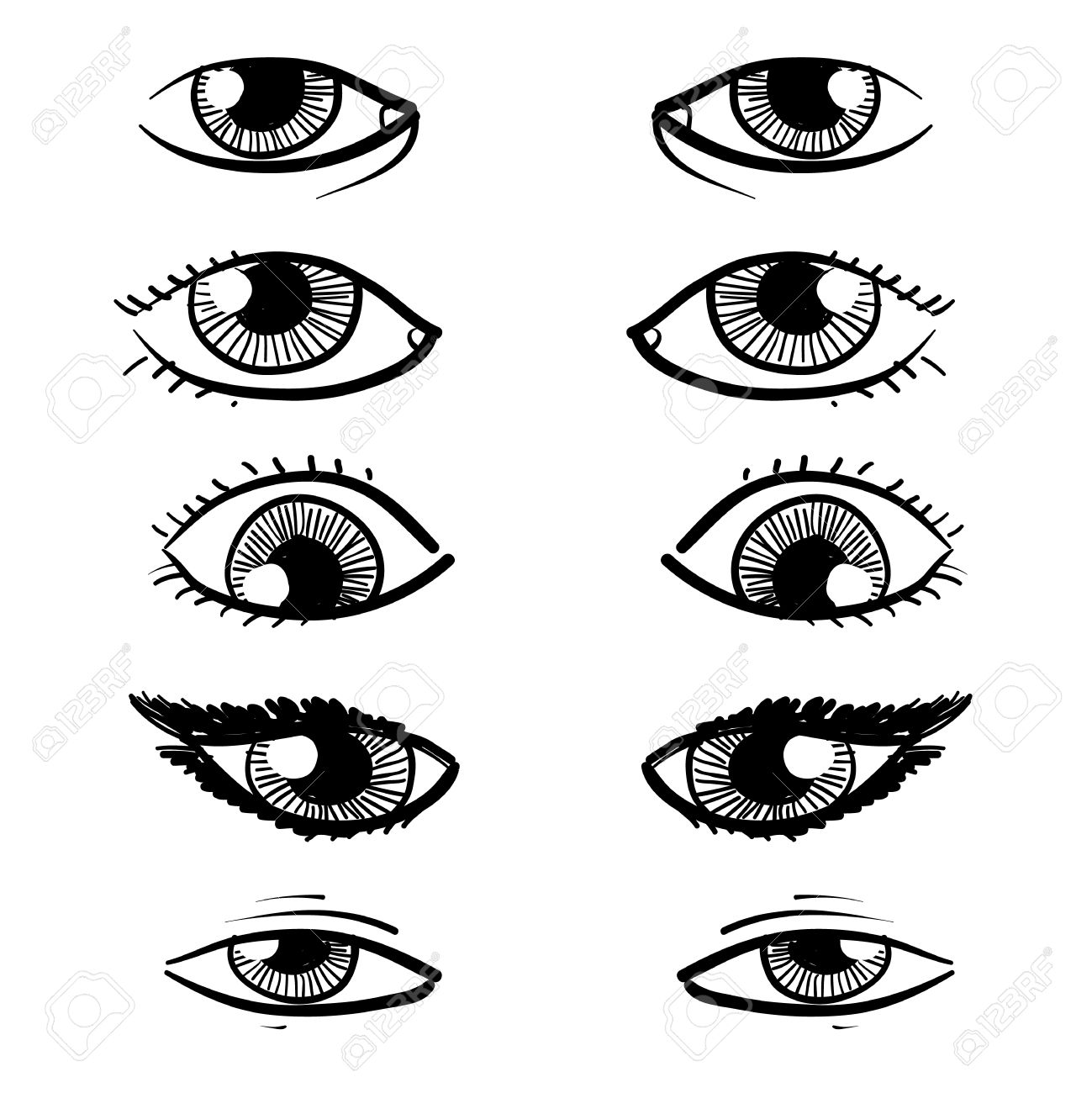 1299x1300 Doodle Style Eyes Sketch In Vector Format