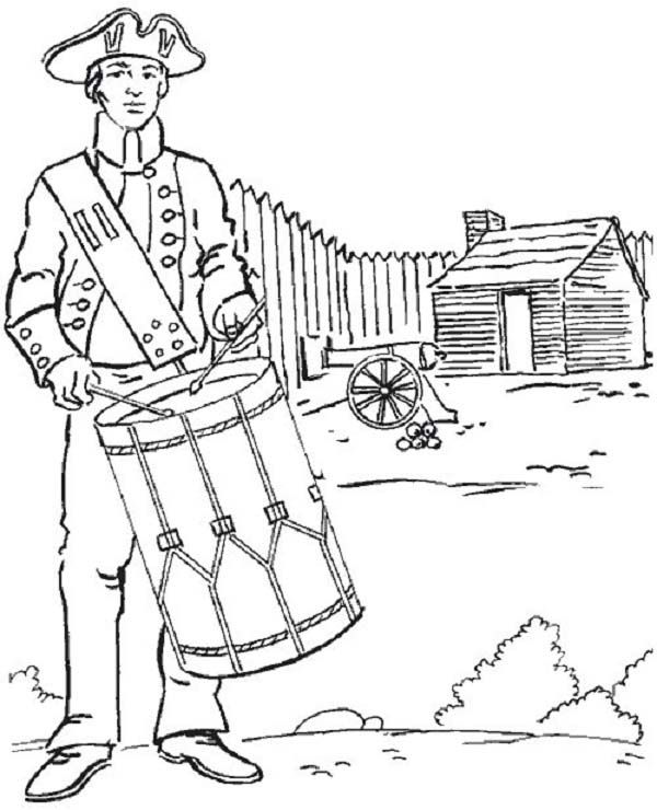 600x740 American Soldier Fight For 4th July Independence Day Coloring Page