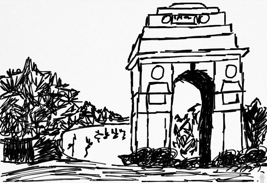 1024x702 Anshul Tewari Sketched The India Gate On My Ipad.