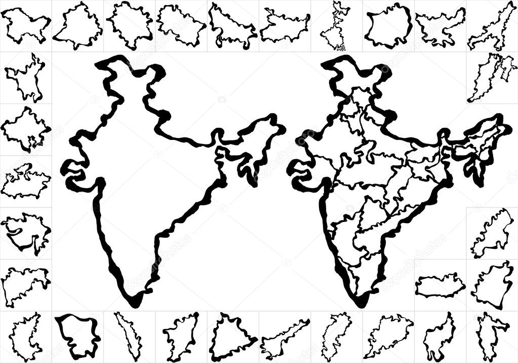 1023x716 India Map. Stock Vector Lalan33