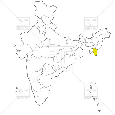 400x400 North Eastern State Mizoram On The Map Of India Free Vector Clip