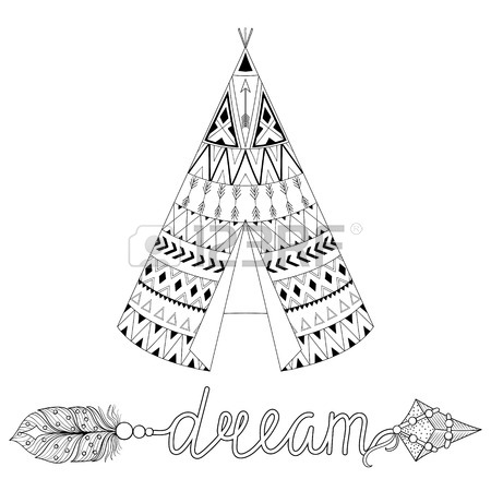 450x450 Hand Drawn American Native Wigwam With Ethnic Ornamental Elements
