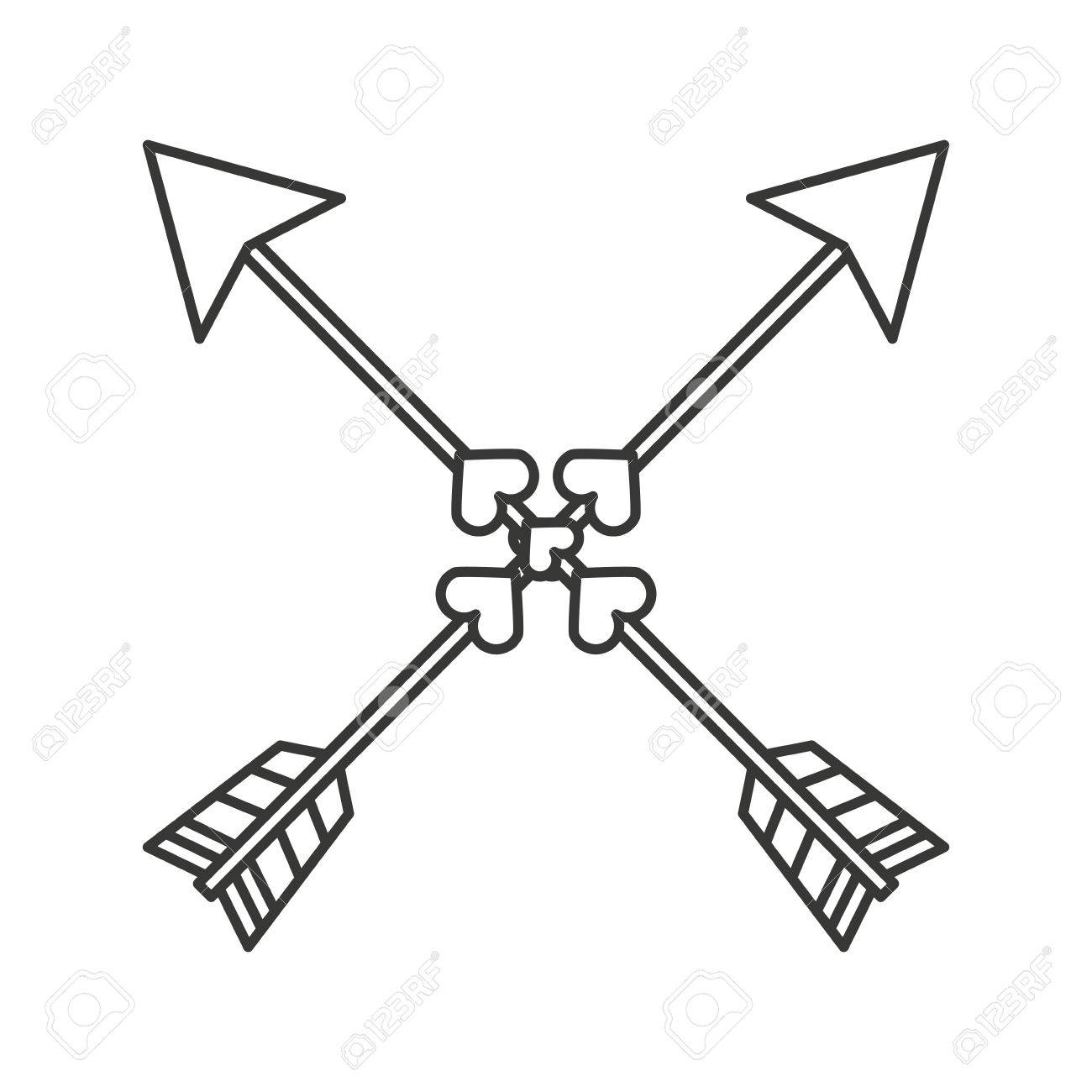 1300x1300 Indian Arrow Cross Isolated Icon Design, Vector Illustration