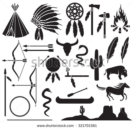 450x433 Native American Indians Icons Set (Bow And Arrow, Snake, Horse
