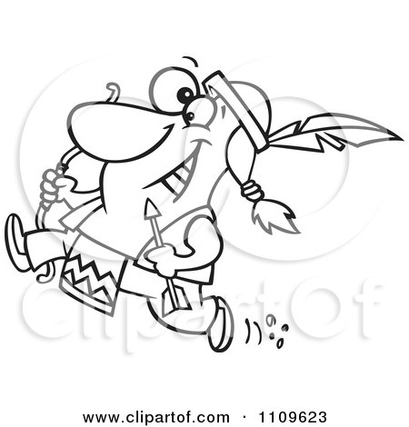 450x470 Clipart Outlined Native American Indian Archer Warrior Brave