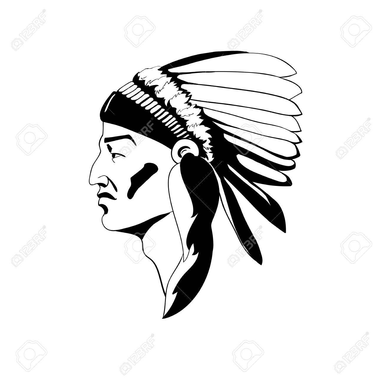 1300x1300 A Stylized Profile Of The Indian Chief In Traditional Ceremonial