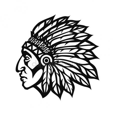 450x450 Native American Indian Chief Head Profile. Mascot Sport Team Logo