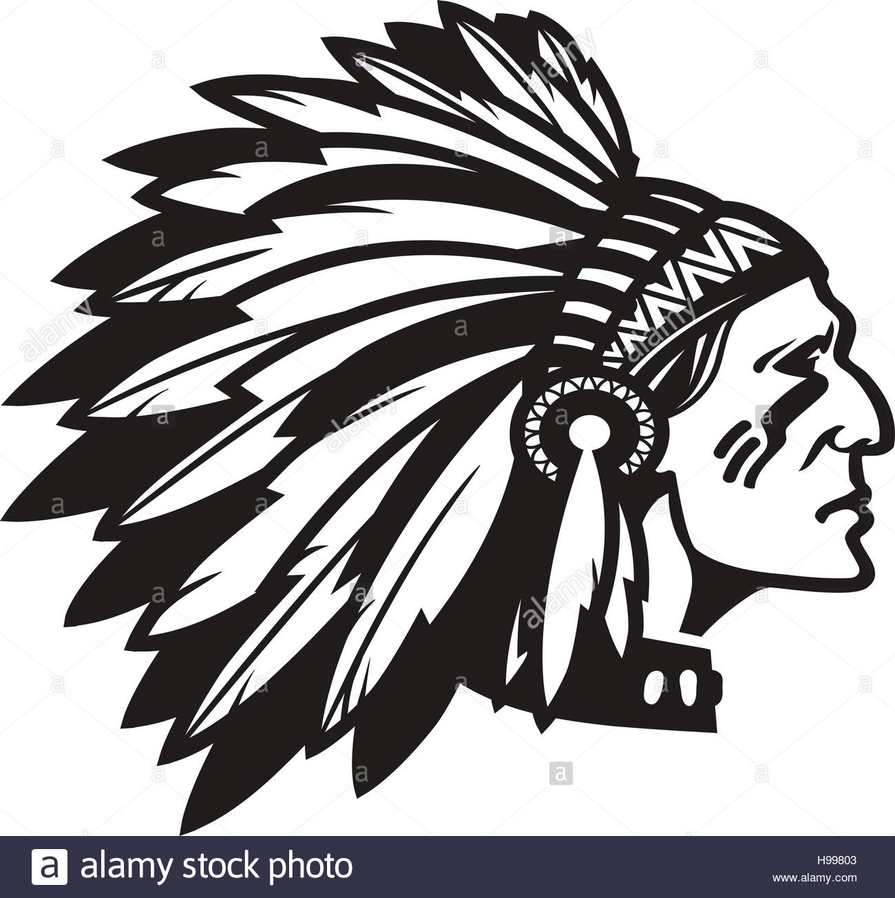 1300x1304 American Indian Chief. Logo Or Icon. Vector Illustration Stock