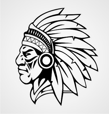 380x400 Indian Head Silhouette Clip Art