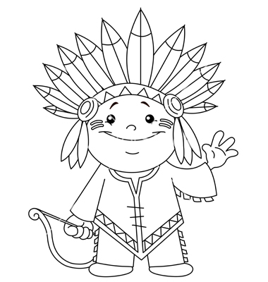 380x400 Outlined Indian Kid Vector Art