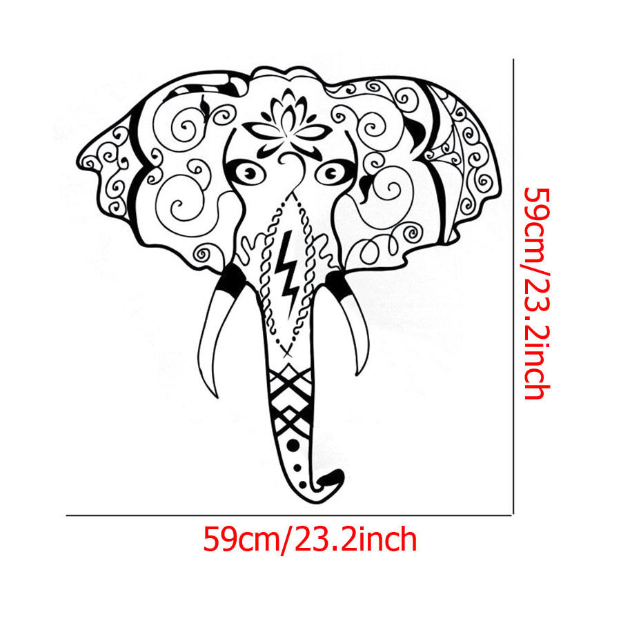900x900 Indian Elephant Face Ganesha Pattern Wall Sticker Vinyl Art