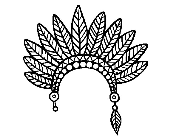 600x470 Indian Feather Crown Head Coloring Page