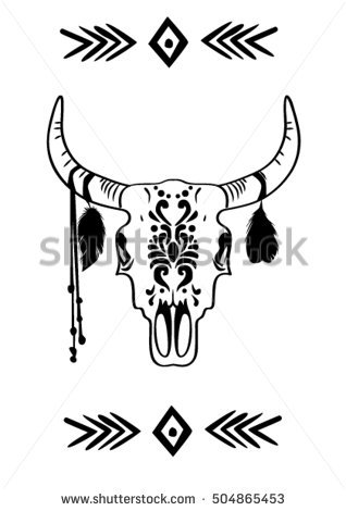 318x470 Drawn Bull Black And White