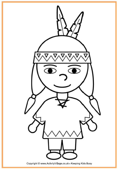 460x655 Native American Boy Coloring Page