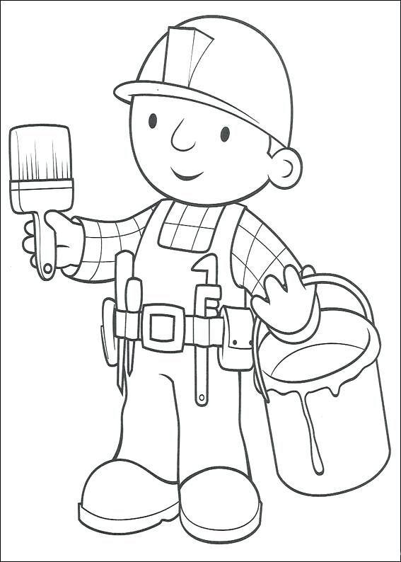 567x794 Paint Brush Coloring Page Bob The Builder Coloring Picture