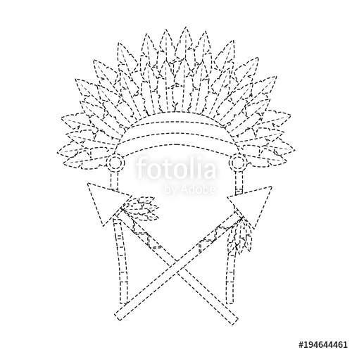 500x500 Headdress With Spears Native American Icon Image Vector