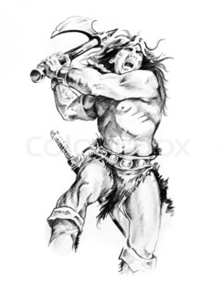 243x320 Tattoo Sketch Of American Indian Tribal Chief Warriors Stock