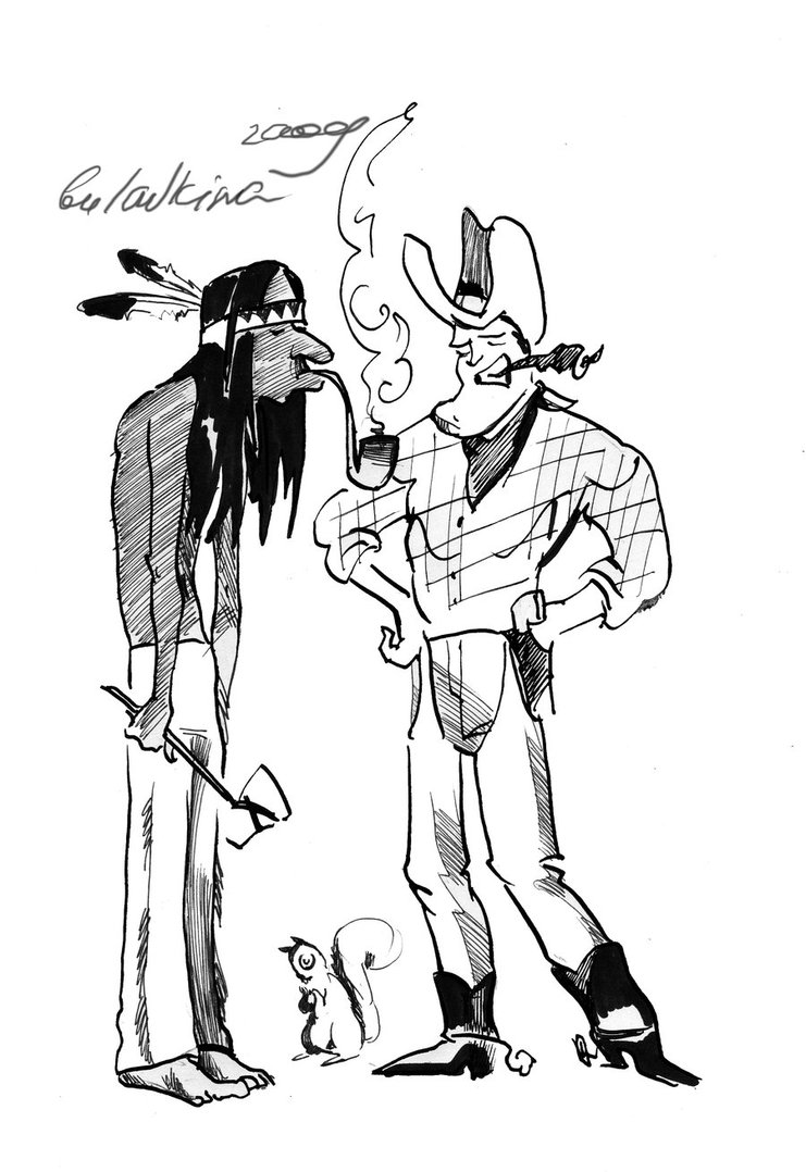 741x1078 American Indian And Cowboy By Bulavkina