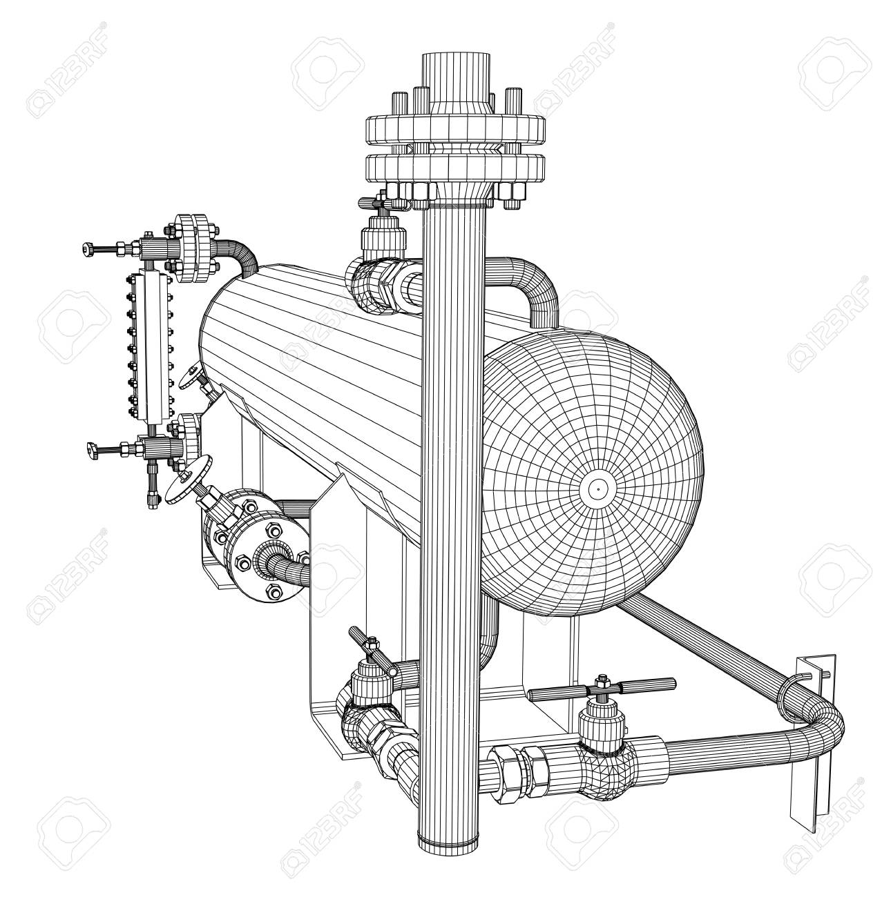 1290x1300 Wire Frame Industrial Equipment. Eps 10 Vector Format. Vector