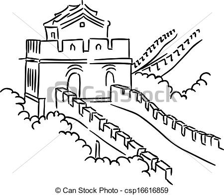 450x392 Great Wall In China For Travel And Journey Industry Design Clipart