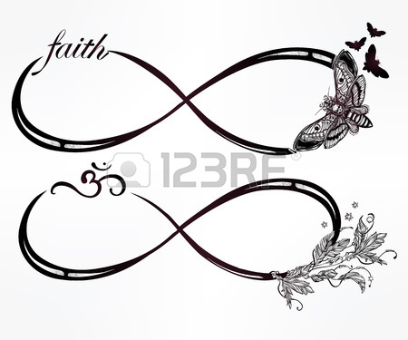 450x375 Hand Drawn Intricare Infinity Sign Set In Vintage Retro Style