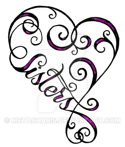 400x470 Sisters Heart Infinity Sign Tattoo By Metacharis