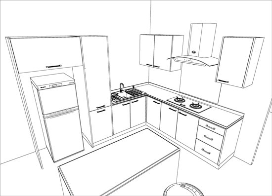 550x397 Kitchen Design Sketch Easy Kitchen Drawing Rataki Info