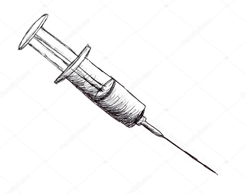 1023x804 Syringe Pen Drawing Stock Photo Vchalup2