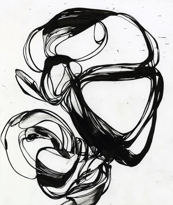 570x675 Fine Art Print Black Line Pen And Ink Ink Drawing Original