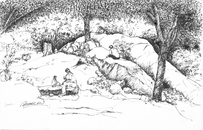 690x442 Cubbon Park, Bangalore. By Artist Badal Majumdar Illustration