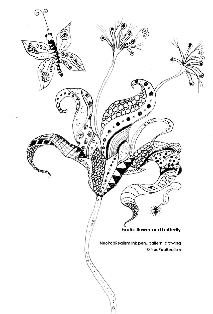850x1252 Drawing Of Exotic Tropical Flowers