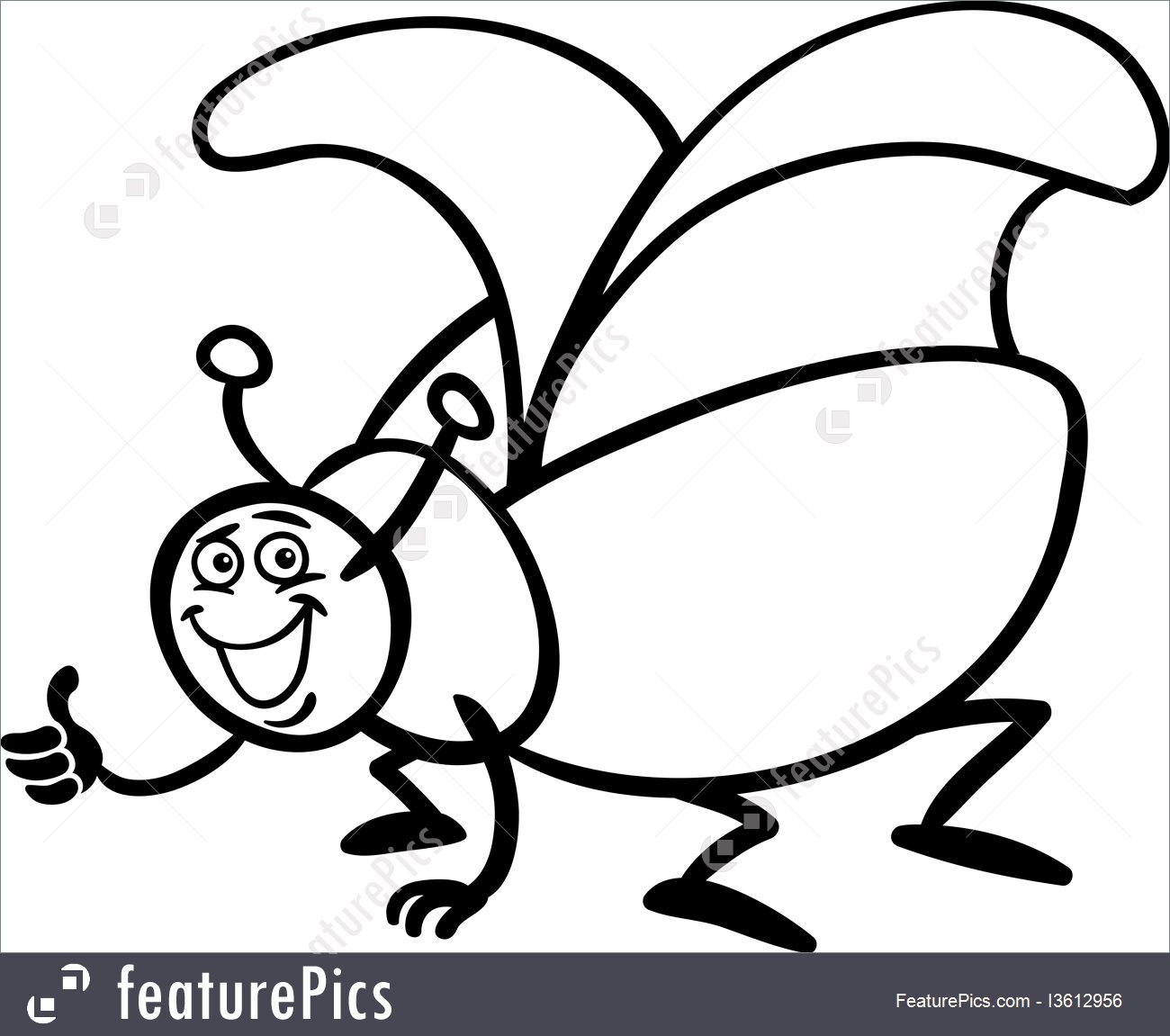 1300x1151 Beetle Insect Cartoon For Coloring Illustration