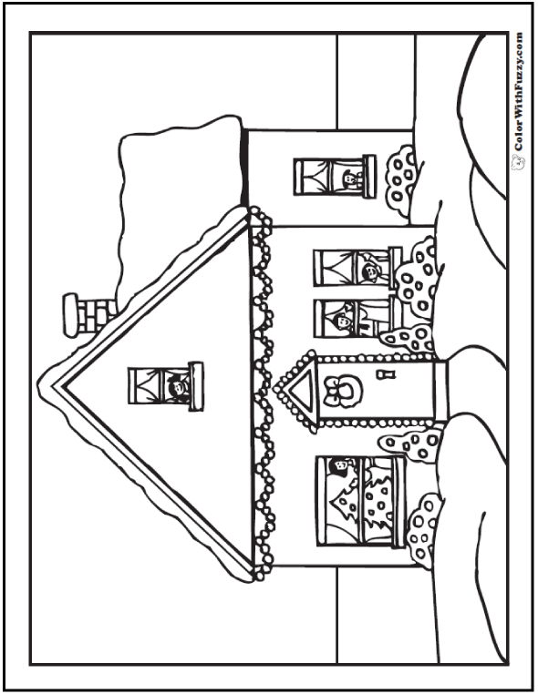590x762 Christmas House Coloring Sheet