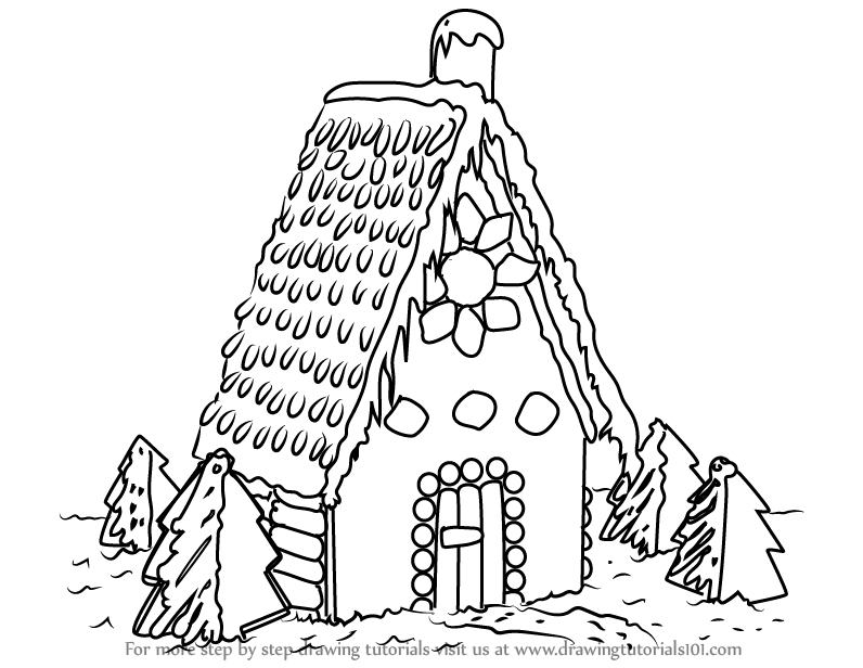 796x616 Gingerbread House Drawing