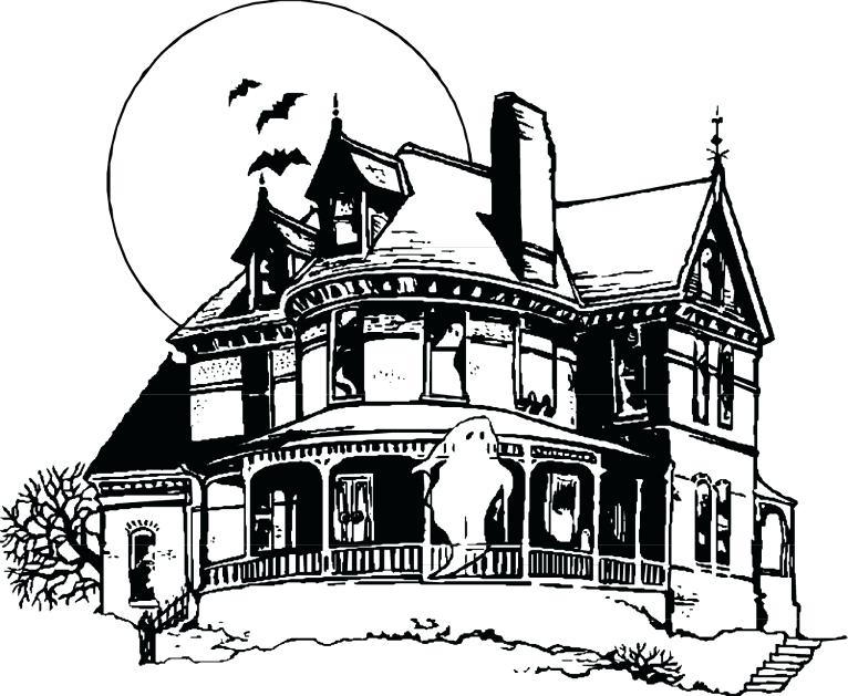 766x629 Haunted Mansion Coloring Pages Creepy House Pictures Disney