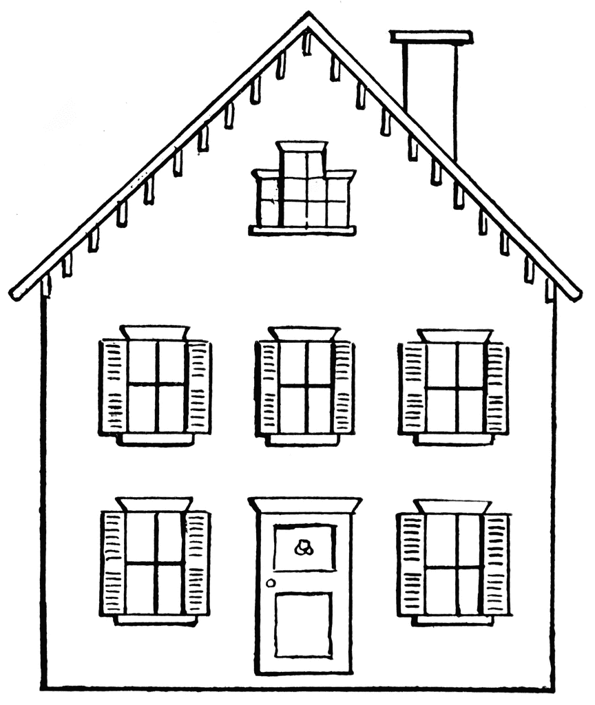 864x1024 House Line Drawing Clip Art