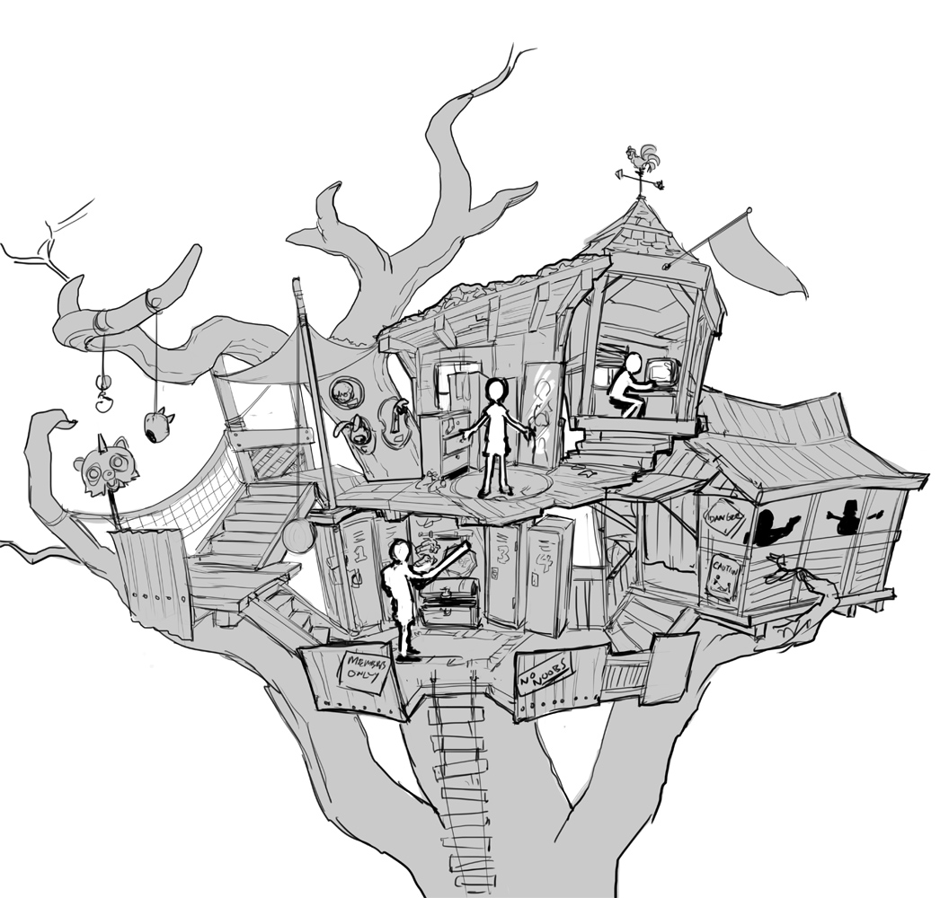 1056x1000 Tree House House On Tree For Kids Children Playground With Terrace