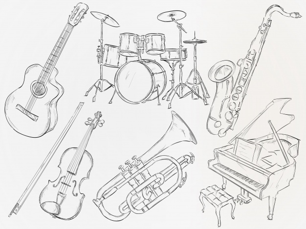 626x469 Hand Drawn Musical Instrument Vector Free Download