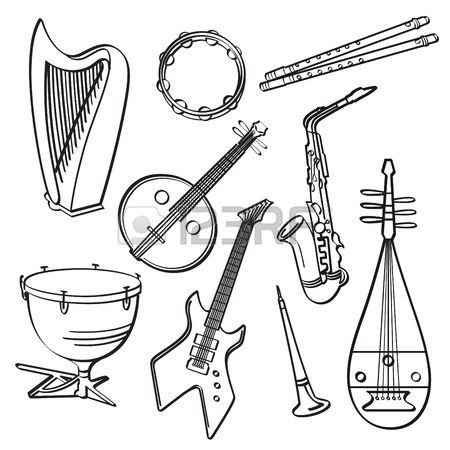 450x450 Folk Musical Instruments Drawing Set Royalty Free Cliparts