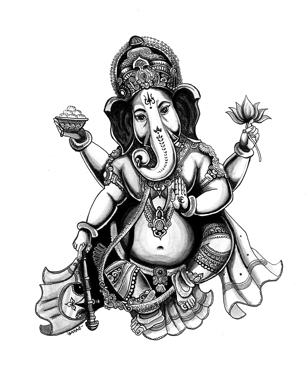 1279x1600 To Print This Free Coloring Page Adult India Ganesha