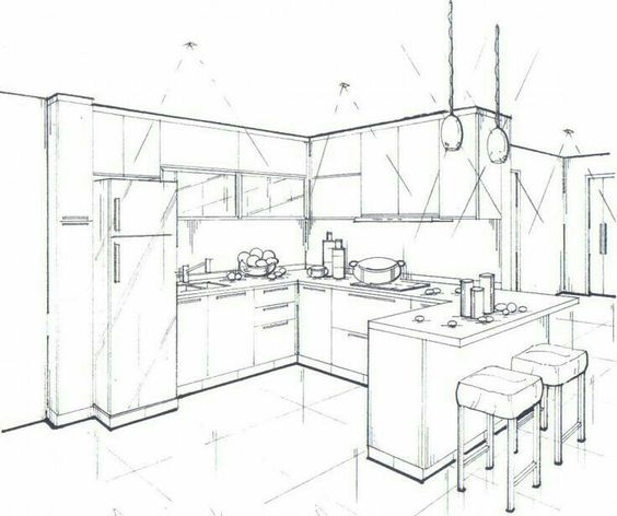 564x472 One Point Perspective Interior Drawing Drawings