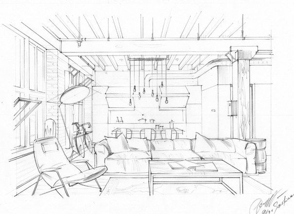 Interior Perspective Drawing at GetDrawings | Free download