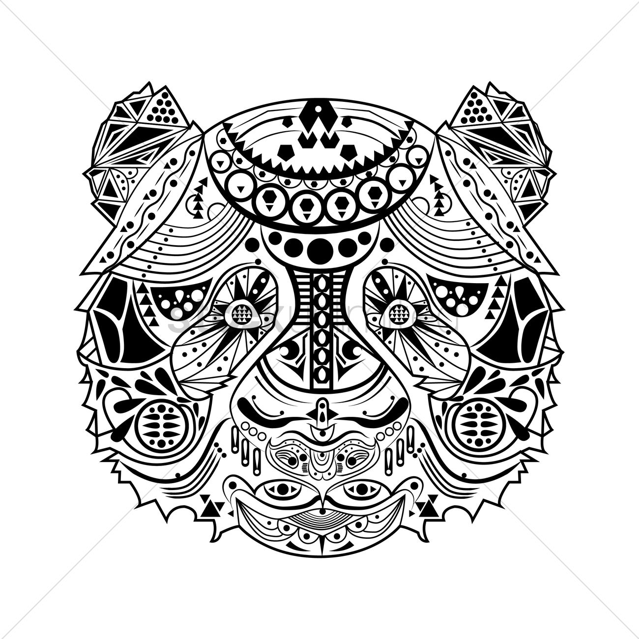 1300x1300 Intricate Bear Design Vector Image