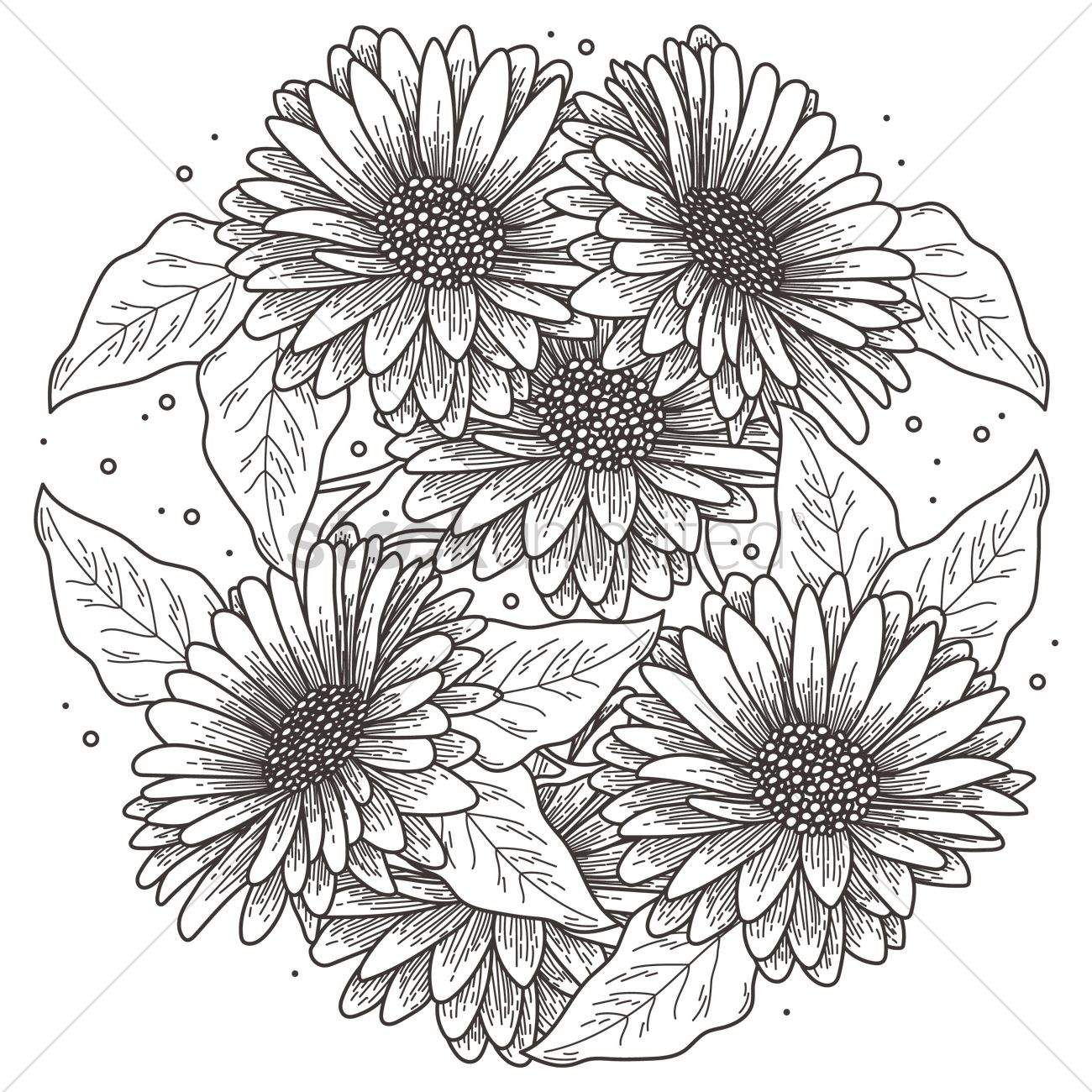 1300x1300 Intricate Sunflower Design Vector Image