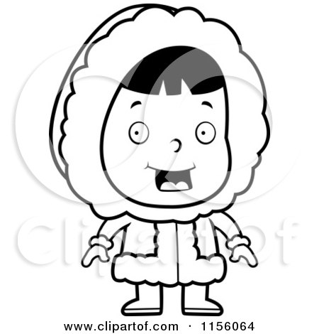 450x470 Cartoon Clipart Of A Black And White Cute Eskimo Girl Character