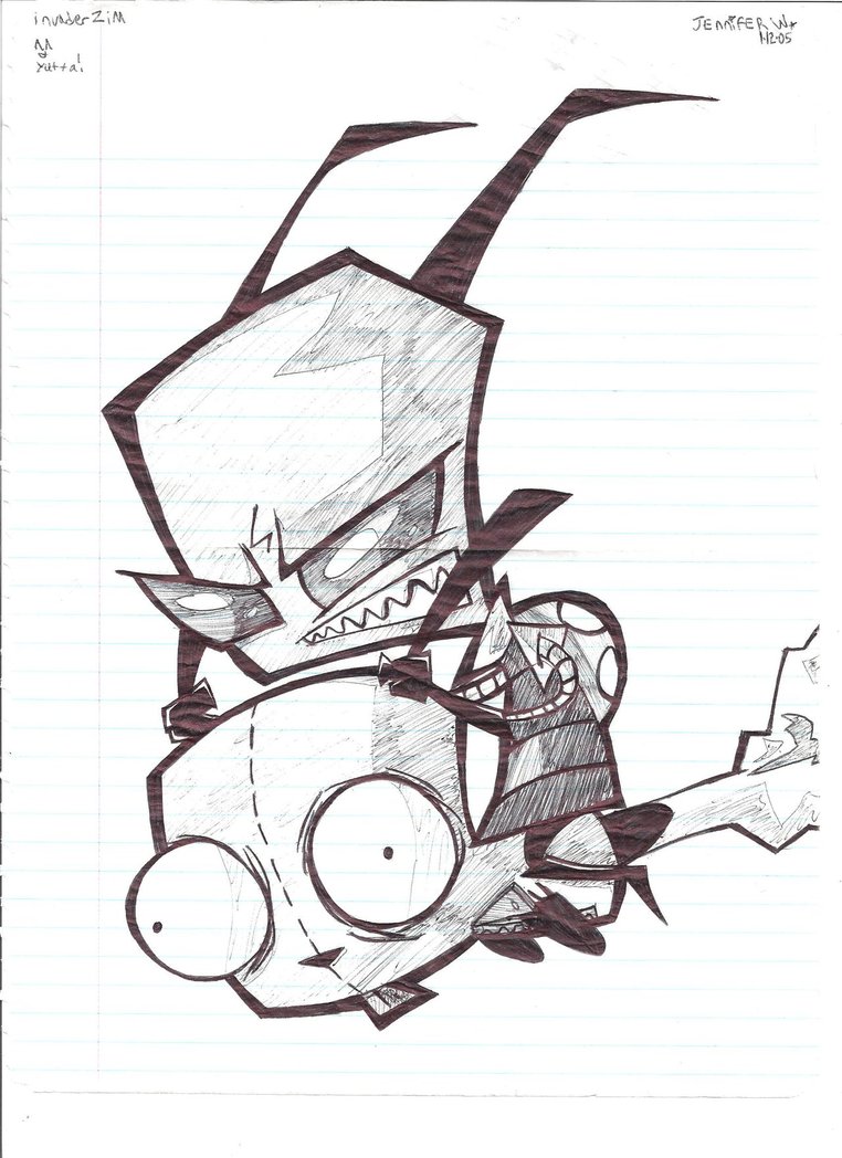 762x1048 Invader Zim Bnw Drawing By ~marimokun On Xtra Stuff